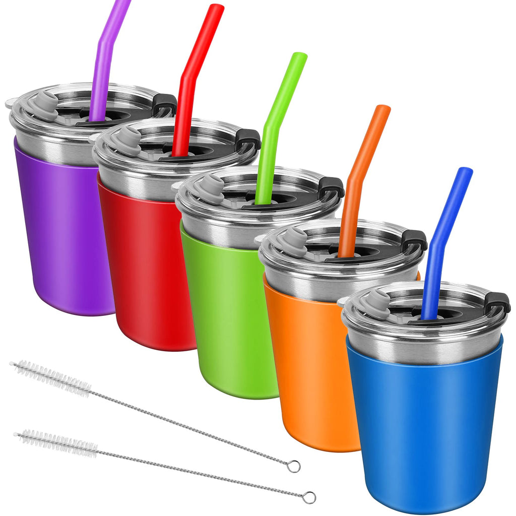 Kids Stainless Steel Straw Cup 8oz | Spill-Proof Toddler Tumbler with Lid