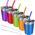Kids Stainless Steel Straw Cup 8oz | Spill-Proof Toddler Tumbler with Lid