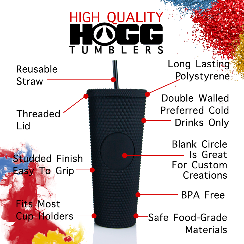 24oz Studded Tumbler | Double Wall with Straw & Matching Lid