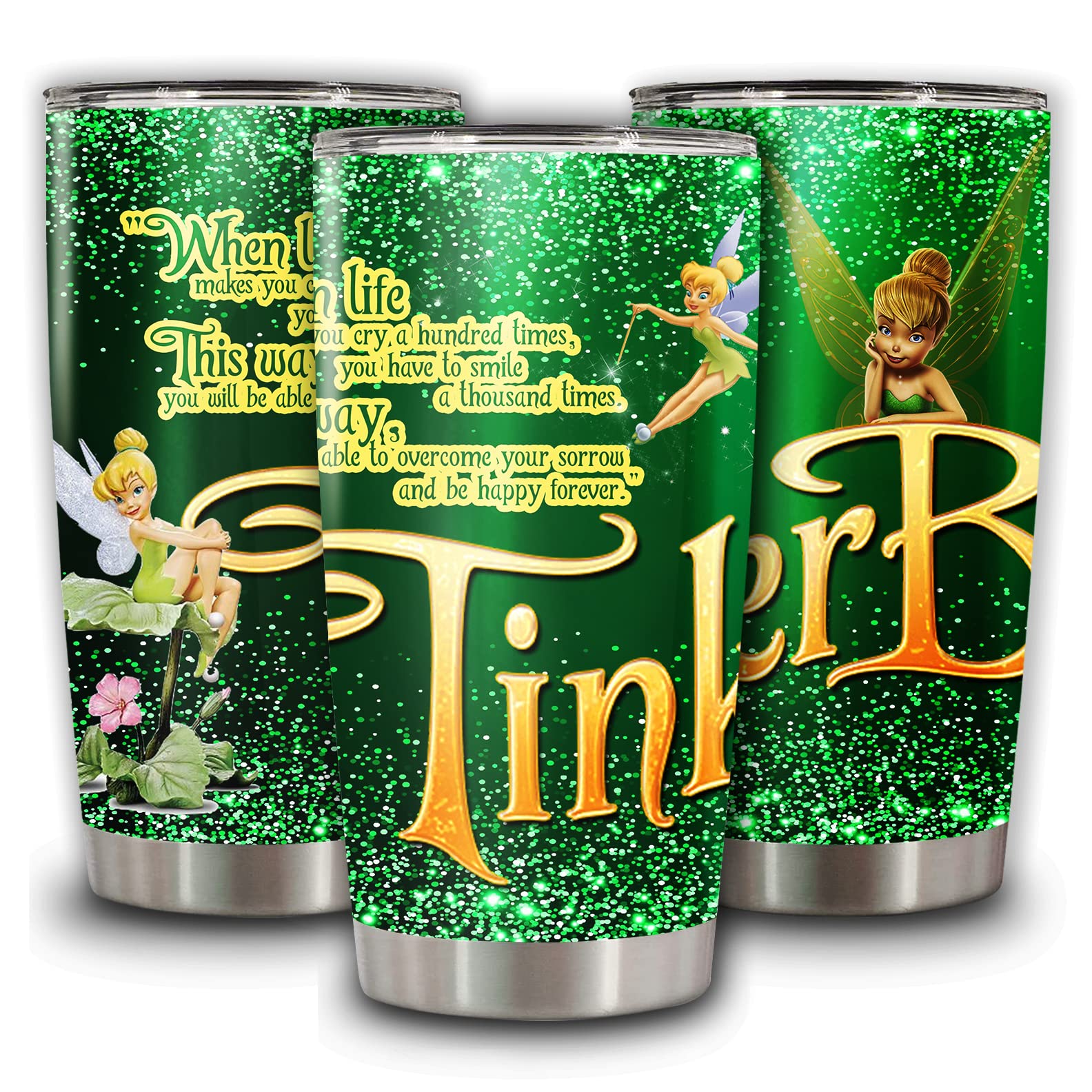 Tinker Bell Insulated Tumbler 20oz | Stainless Steel Coffee Travel Mug Gift