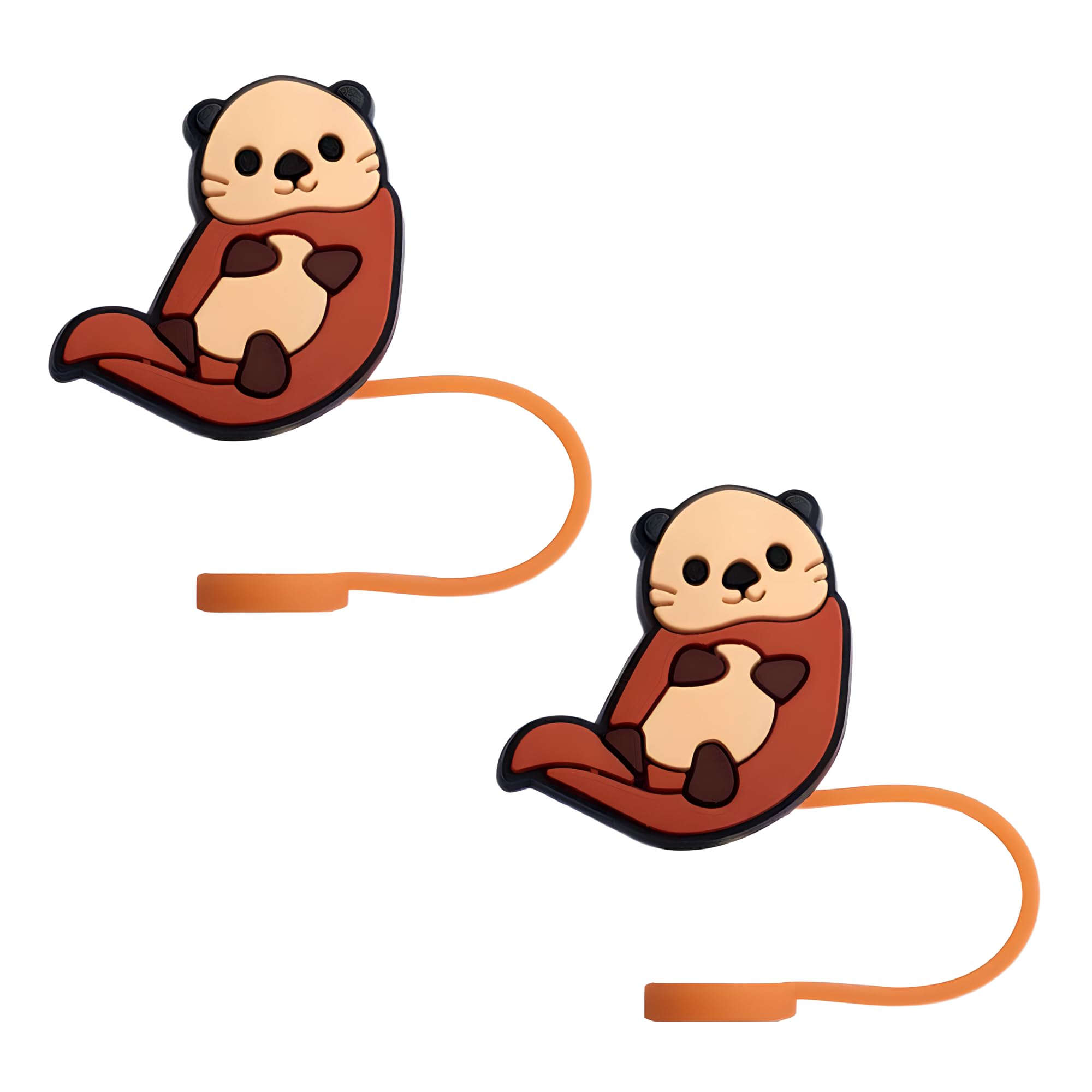 Cute Otter Silicone Straw Covers 2-Pack | Stanley Cup Straw Toppers