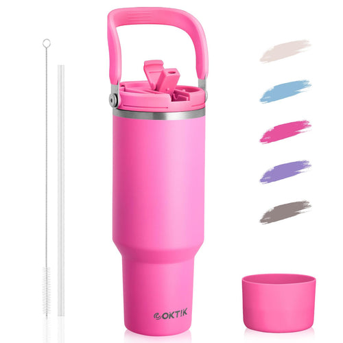 40oz Tumbler with Handle, Flip Straw & Leakproof Lid | Insulated Water Bottle