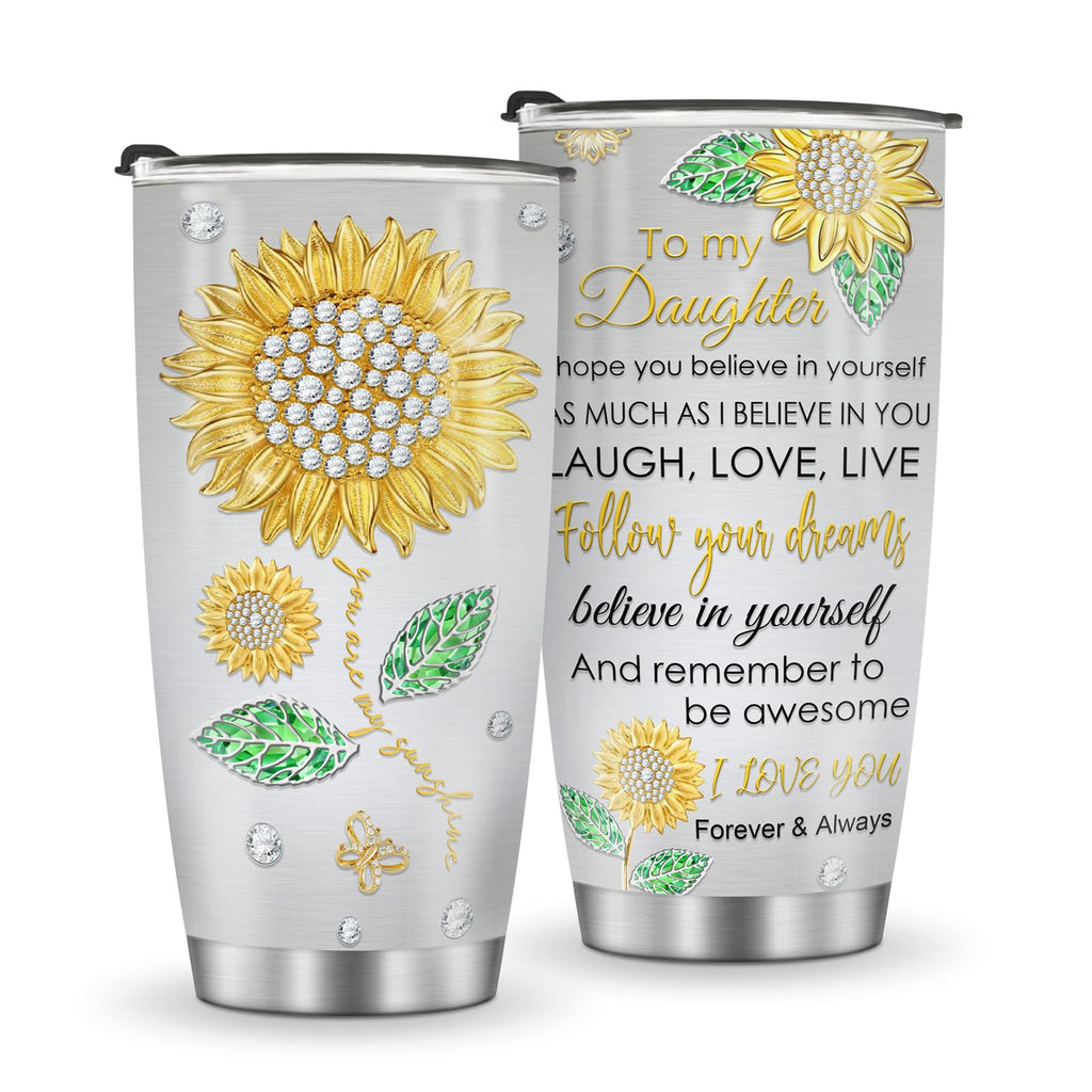 Sunflower Tumbler Gift for Daughter 20oz | Insulated Stainless Steel Travel Mug