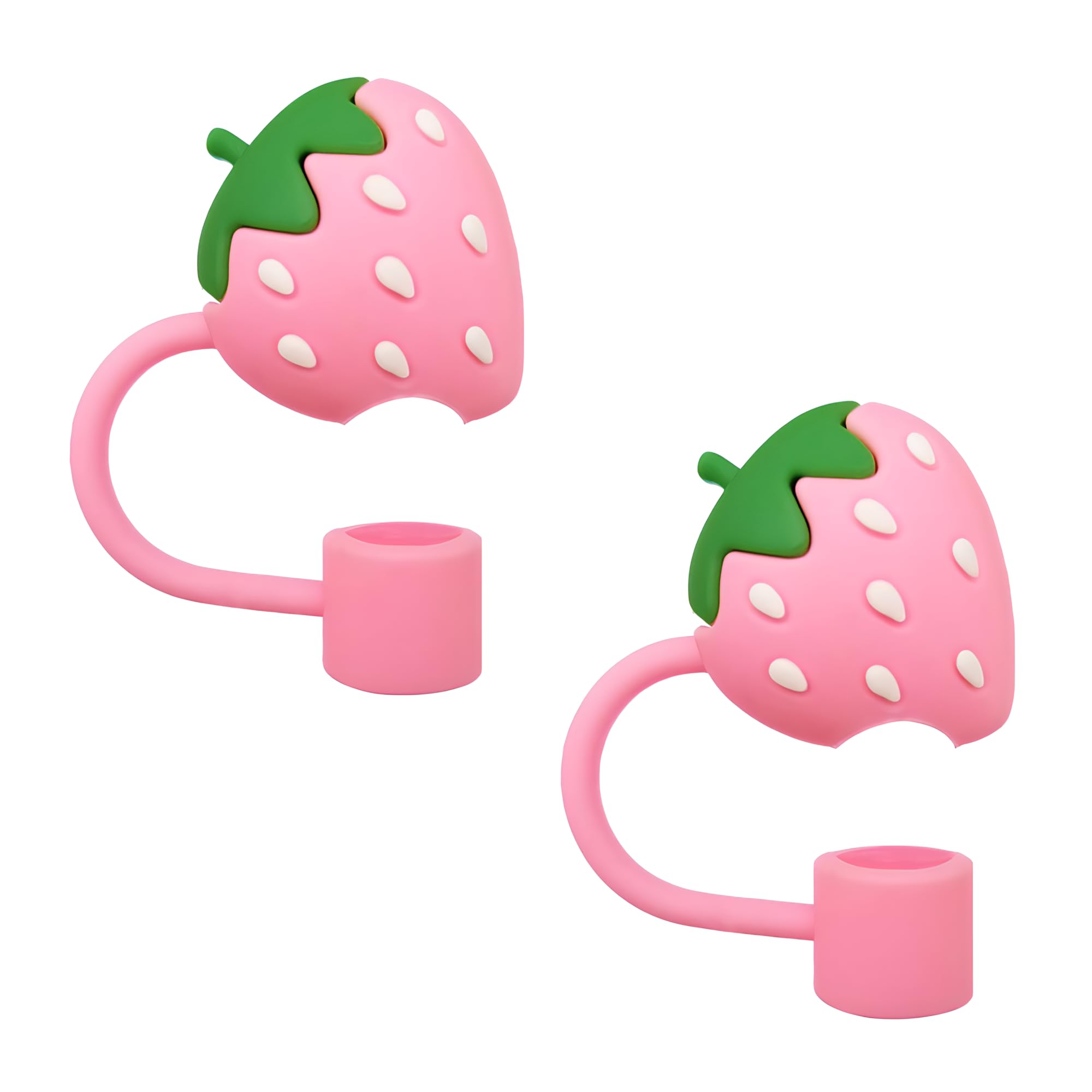 Cute Strawberry Silicone Straw Covers 2-Pack | Stanley Cup Straw Toppers