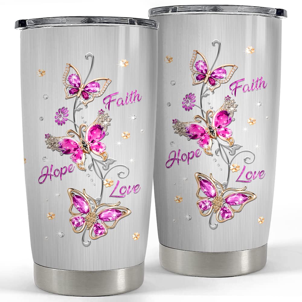 Butterfly Jewelry Style Tumbler 20oz | Insulated Gift Tumbler for Women
